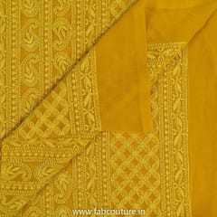 Mustard Color Georgette Lakhnavi Embroidery (1 Meter Cut Piece )