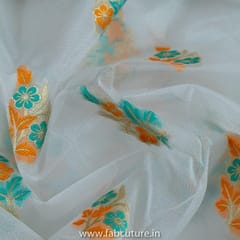 White Dyeable Organza Jacquard fabric