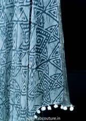 Grey Color Chiffon Zari Border Batik Dupatta