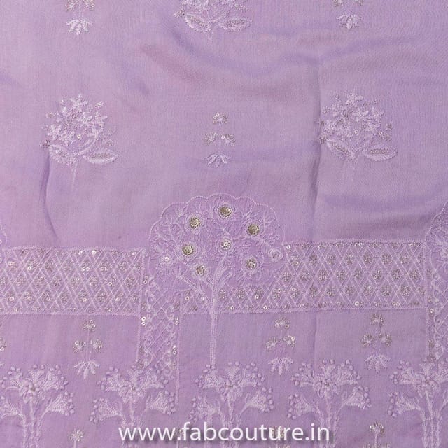 Mauve Muslin Embroidery (1.6 Meter Cut Piece)