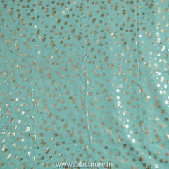 Sea Green Color Georgette Foil Printed Fabric