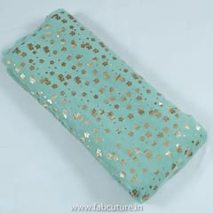 Sea Green Color Georgette Foil Printed Fabric