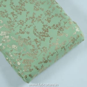 Mint Green Color Georgette Foil Printed Fabric