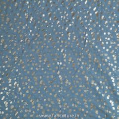 Grey Color Georgette Foil Printed Fabric(1.60Meter Piece)