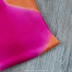 Magenta With Orange Gajji Silk Clamp Dyed Fabric 2.5 Metre Piece