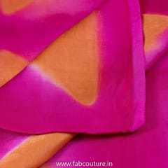 Magenta With Orange Gajji Silk Clamp Dyed Fabric 2.5 Metre Piece