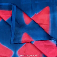 Blue With Red Gajji Silk Clamp Dyed Fabric 2.5 Metre Piece