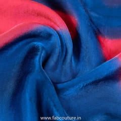 Blue With Red Gajji Silk Clamp Dyed Fabric 2.5 Metre Piece