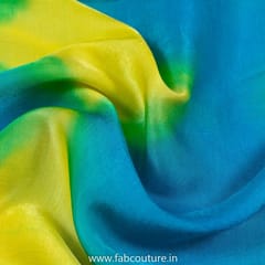 Firozi And Yellow Gajji Silk Clamp Dyed Fabric 2.5 Metre Piece