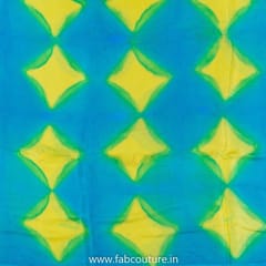 Firozi And Yellow Gajji Silk Clamp Dyed Fabric 2.5 Metre Piece