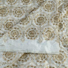 White Dyeable Uppada Embroidered Fabric