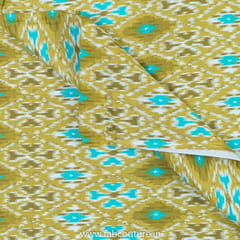 Mustard Flex Cotton Ikkat Digital Printed Fabric