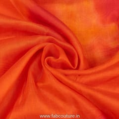 Orange Color Chanderi Silk Tie Dye Digital Printed Fabric