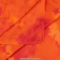 Orange Color Chanderi Silk Tie Dye Digital Printed Fabric