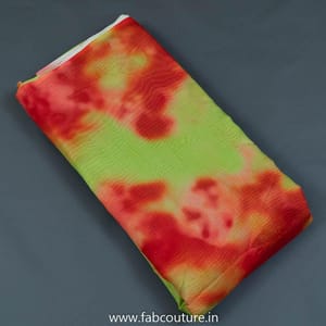 Green Color Chanderi Silk Tie Dye Digital Printed Fabric