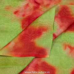 Green Color Chanderi Silk Tie Dye Digital Printed Fabric