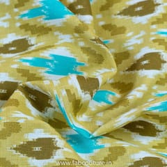 Mustard Flex Cotton Ikkat Digital Printed Fabric