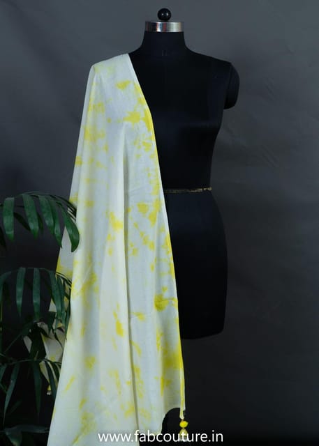 Yellow & Cream Color Mal Cotton Tie & Dye Dupatta