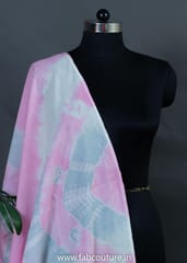 Pink & Grey Color Mal Cotton Tie & Dye Dupatta