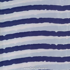 Cream & Purple Stripes Georgette Satin Printed Fabric