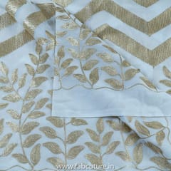 White Dyeble Georgette Embroidered Fabric