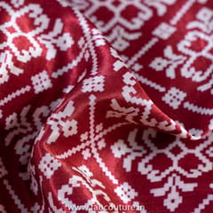 Maroon Color Mashru Silk Ajrakh Printed Fabric