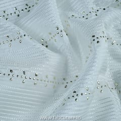 White Dyeble Uppada Embroidered Fabric