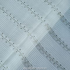 White Dyeble Uppada Embroidered Fabric