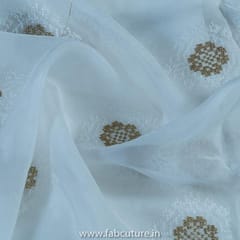 White Dyeable Organza Embroidered Fabric