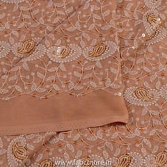 Beige Color Georgette Embroidered Fabric