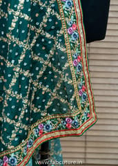 Green Chinon Chiffon Embroidered Dupatta