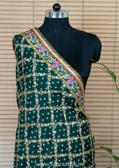 Green Chinon Chiffon Embroidered Dupatta