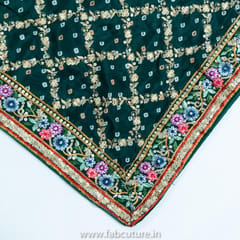 Green Chinon Chiffon Embroidered Dupatta