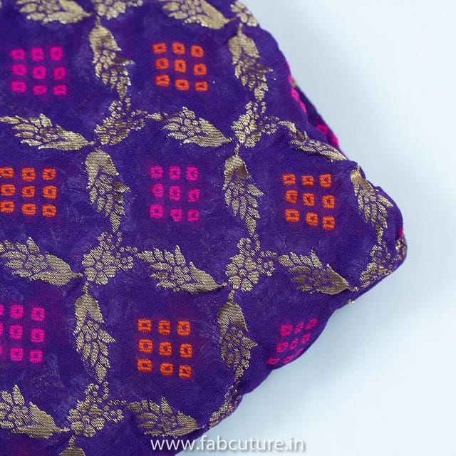 Purple Georgette Jacquard Jaal fabric