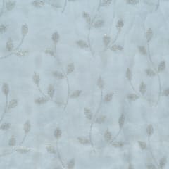 White Dyeable Chinon Chiffon Sequins Embroidered Fabric