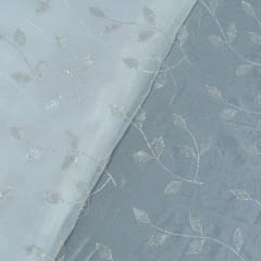 White Dyeable Chinon Chiffon Sequins Embroidered Fabric