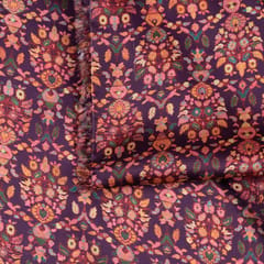 Wine Korian Satin Silk Digital Printed Fabric