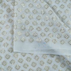 White Dyeable Georgette Sequins Embroidered Fabric