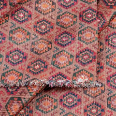 Rust Color Chanderi Zari Digital Printed Fabric