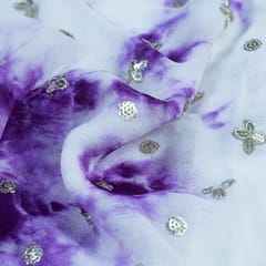 Tie And  Dye Georgette Embroidered Fabric