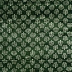 Green Color Mashru Silk Ajrakh Printed Fabric