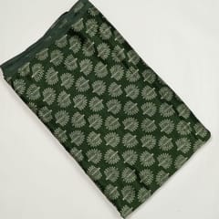 Green Color Mashru Silk Ajrakh Printed Fabric