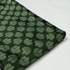 Green Color Mashru Silk Ajrakh Printed Fabric