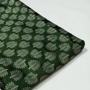 Green Color Mashru Silk Ajrakh Printed Fabric