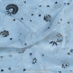 White  and Silver Dyeable Embroidery (1.30 Meter Cut Piece )