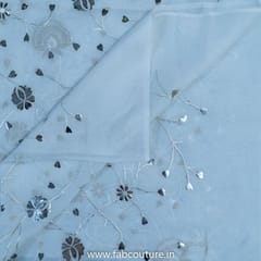 White  and Silver Dyeable Embroidery (1.30 Meter Cut Piece )