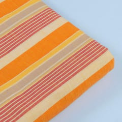 Orange Cotton Strips Printed Fabric