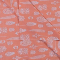 Peach Cotton Amaya Khadi Printed Fabric