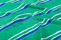 Green Color Pure Muslin with white stripes Printed Fabric