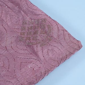 Mauve Color Uppada Embroidered Fabric